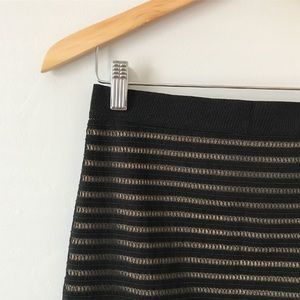 Ann Taylor Nude & Black Net Stripe Pencil Skirt